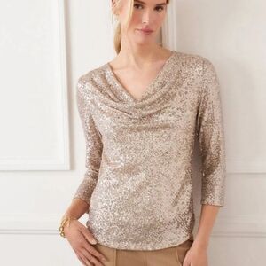Karen Kane Champagne Sequin Blouse